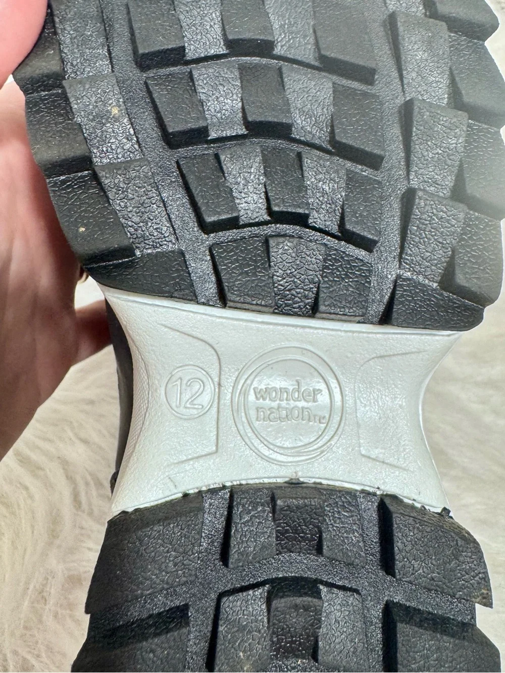 wonder nation Black Kids Snow Boots with Double Hook-and-Loop Straps